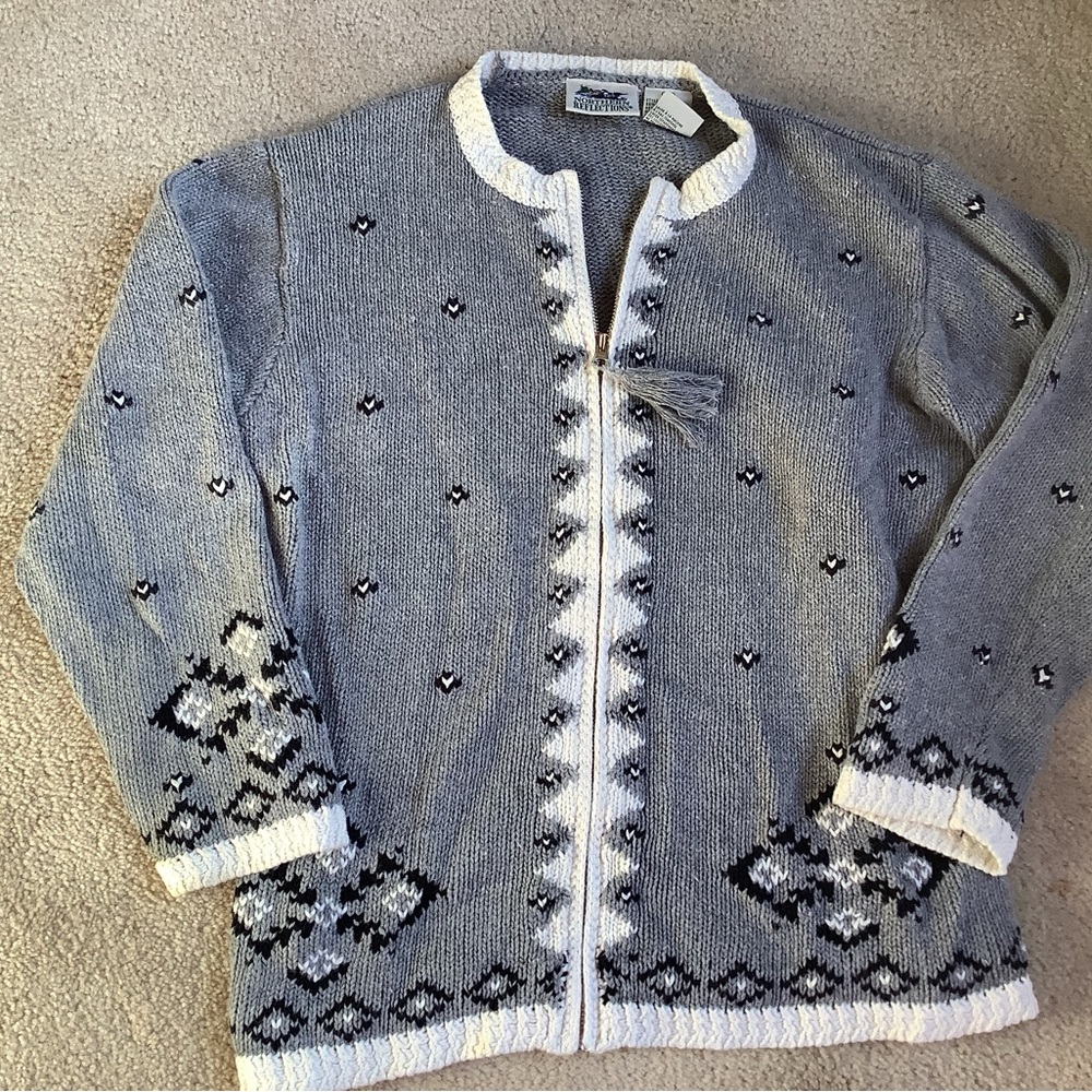 Northern Reflections Zippered ramie/cotton sweater M